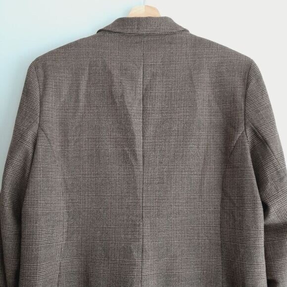 CONTEMPORAINE Simons Glen Check Plaid Blazer Jacket Tan Brown Sz 12 - Picture 9 of 14